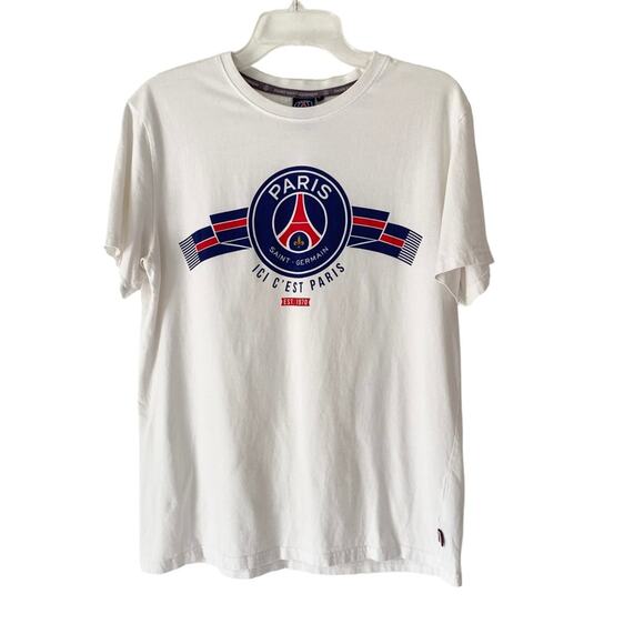 Saint-Germain Paris White Blue Red Short Sleeve T-shirt size large - Picture 1 of 7